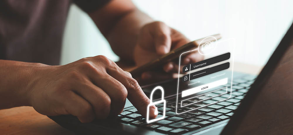 typing-online-banking-credentials logging-in-to-online-banking